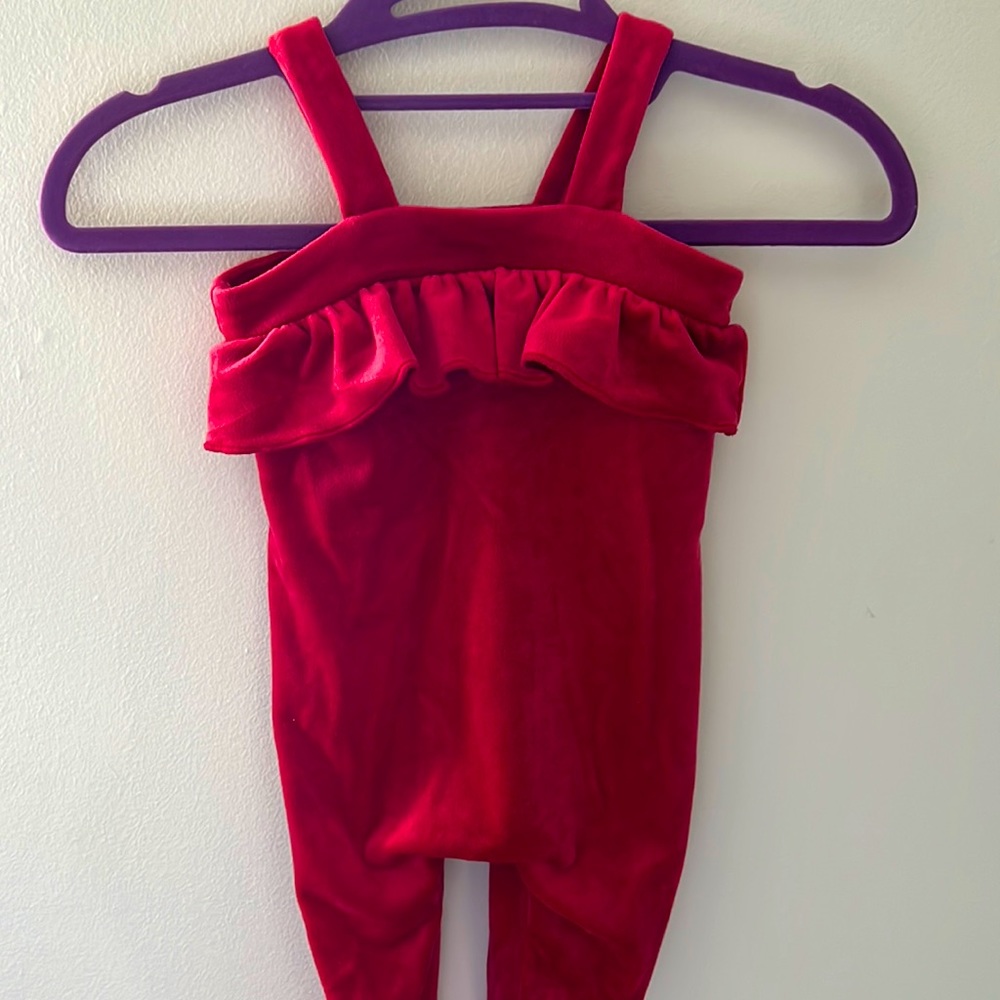 Red velvet overalls